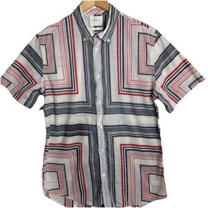 Billy Reid Slim Fit Button Down Shirt Mens Medium Geometric Reverse Print Cotton